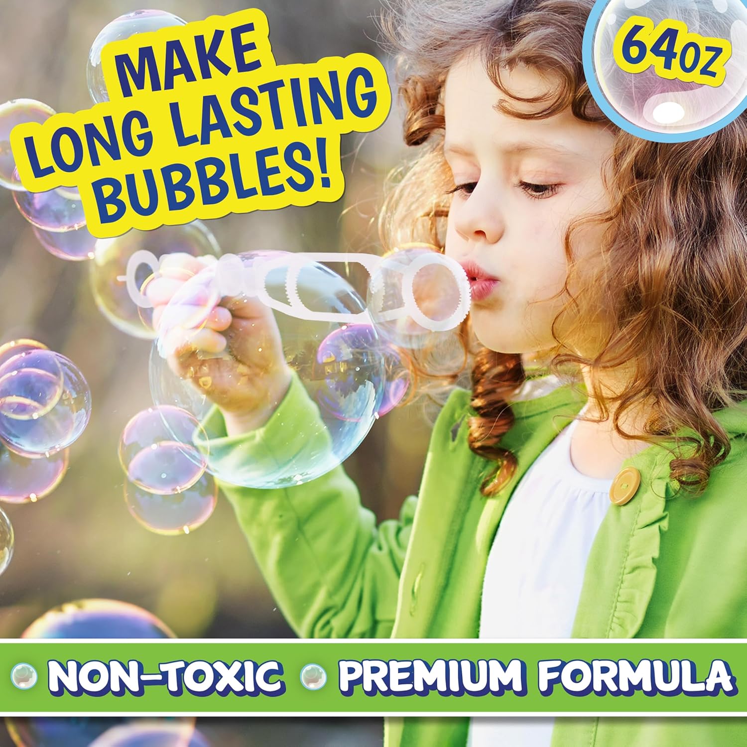 Bubble Solution Refill 64Oz Non Toxic Dye Free (1/2 Gallon)